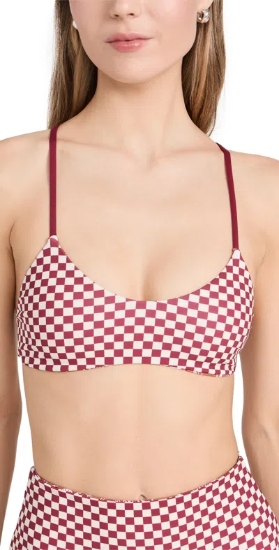 The Great The Reversible Bralette Ruby Check/golden Sands Oasis In Red