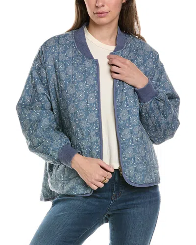 The Great The Reversible Quilted Bomber Jacket In Blue
