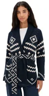 The Great The Reversible Shepherd Cardigan Navy And Cream In Black