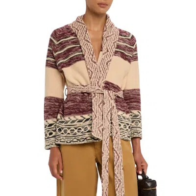 The Great The Riding Cardigan In Rusted Red Multi