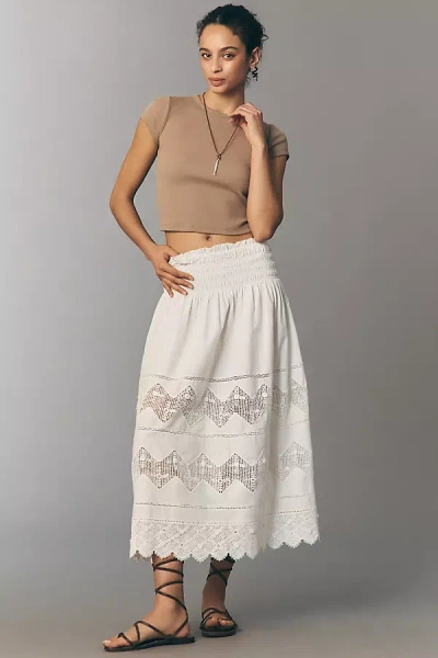 The Great The Rosette Cotton Maxi Skirt In White