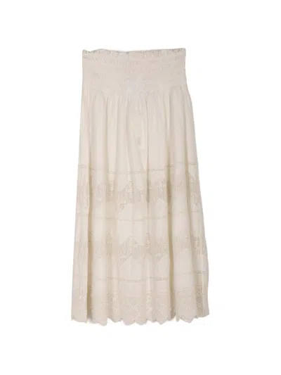 The Great The Rosette Crochet-knit Midi Skirt In Neutral