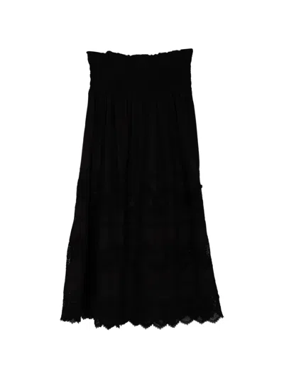 The Great The Rosette Crochet-trim Midi Skirt In Black