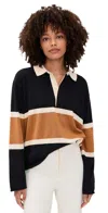 The Great The Rugby Sweater Black W/ Bronze Stripe In Multi