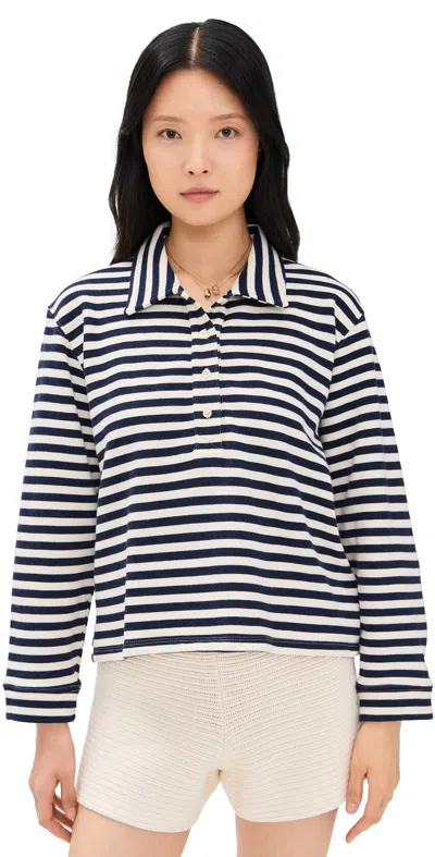 The Great The Rugby Sweatshirt Navy Sailor Stripe