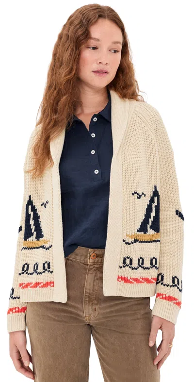 The Great . The Sailboat Lodge Shawl Collar Cardigan In White