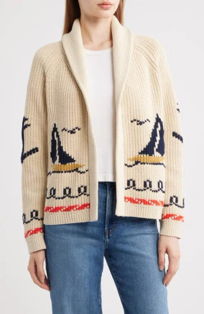 The Great . The Sailboat Lodge Shawl Collar Cardigan In White