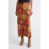 The Great . The Seabank Patchwork Print Midi Skirt In Brown