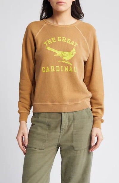 The Great The Shrunken Bird Cotton Graphic Sweatshirt In Washed Suntan