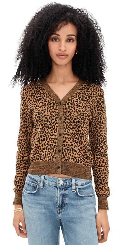 The Great The Shrunken V Neck Cardigan Leopard In Animal Print