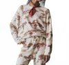 The Great The Slouch Sweatshirt In Riding Horses Print In White