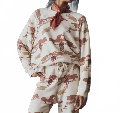The Great The Slouch Sweatshirt In Riding Horses Print In White