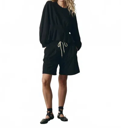 The Great The Slouchy Corset Sweatshirt In True Black