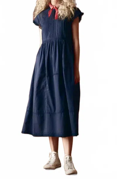 The Great Sonnet Lace-trim Midi Dress In Blue