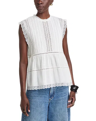The Great . The Sonnet Lace Inset Top In White