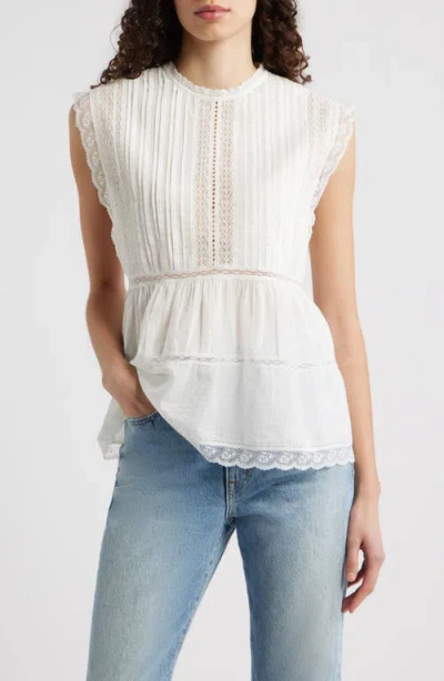 The Great . The Sonnet Lace Inset Top In White