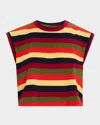 The Great . The Square Stripe Crop Top In Red