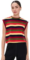 The Great . The Square Stripe Crop Top In Red