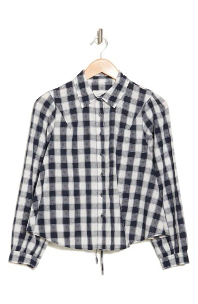 The Great The Stream Gingham Button-up Shirt In Navy Cream