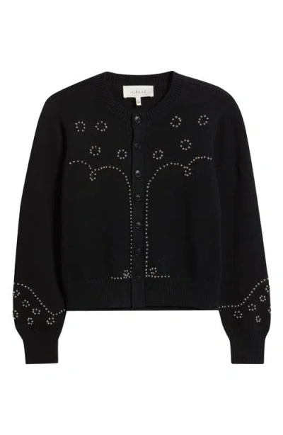 The Great . The Studded Cardigan In Black