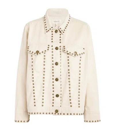 The Great The Studded Denim Jacket In Beige