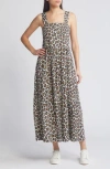The Great Leopard Print Cotton Dress In Heritage Leopard In White/heritage Leopard