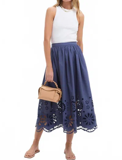 The Great The Super Bloom Eyelet Skirt In Blue