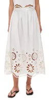 The Great . The Super Bloom Eyelet Midi Skirt In White