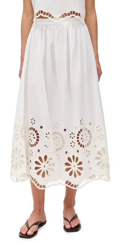 The Great The Super Bloom Eyelet Skirt White