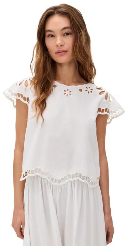 The Great The Super Bloom Eyelet Top White