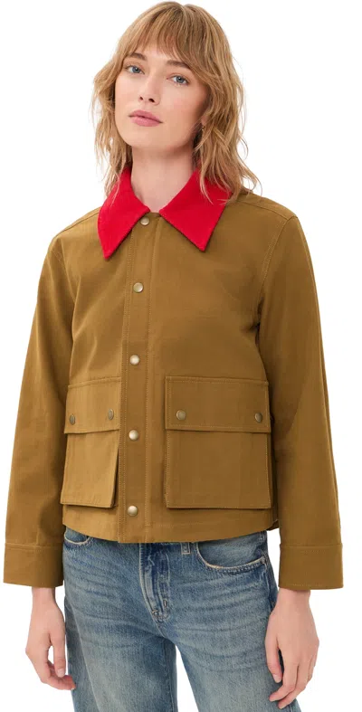 The Great The Swingy Jacket Rust With Bright Red
