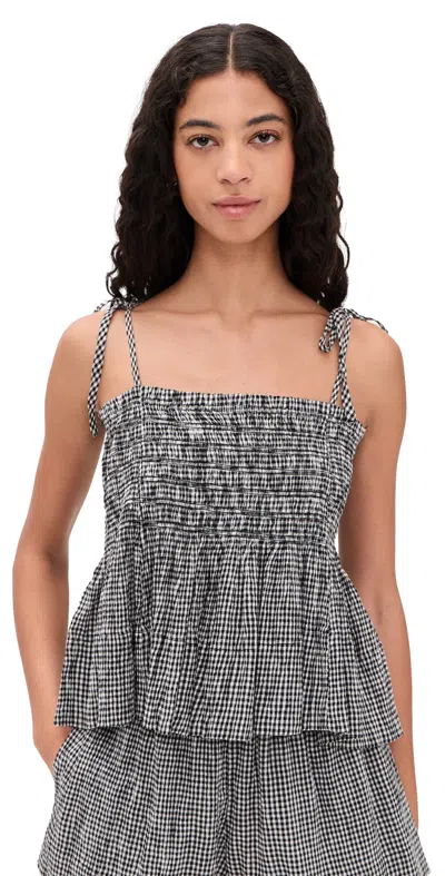 The Great The Tide Smocked Top Black & Cream Check