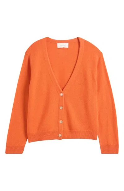 The Great . The Tiny V-neck Cashmere Cardigan In Orange