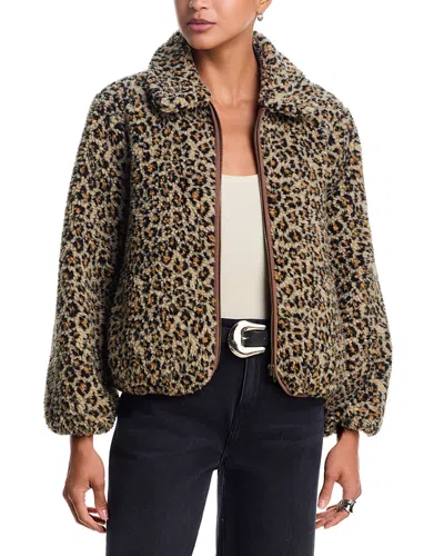 The Great . The Vail Leopard Print Fleece Jacket In Brown