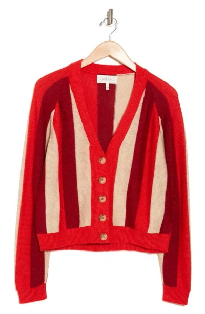 The Great The Varsity Cardigan In Hot Red Stripe