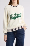 The Great Crest Graphic Varsity College Sweatshirt In Washed White In White