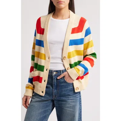 The Great . The Varsity Stripe Cardigan In Multi Range Stripe