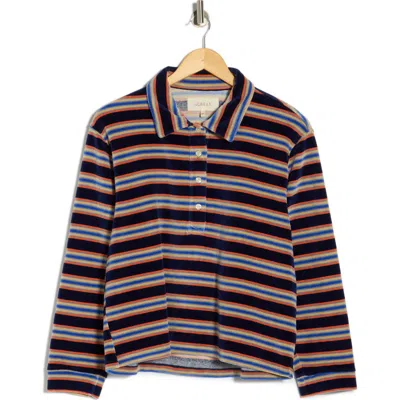 The Great . The Velour Rugby Crop Sweatshirt In Multi