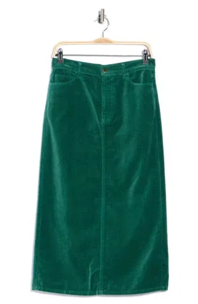 The Great . The Velvet Column Midi Skirt In Green