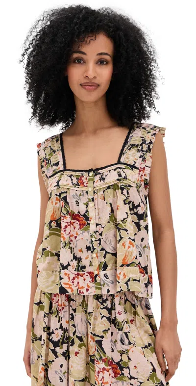 The Great The Victorian Pleat Tank Vintage Rose Print