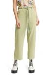 The Great The Voyager Rope Belt Crop Cotton Pants In Washed Sweetgrass