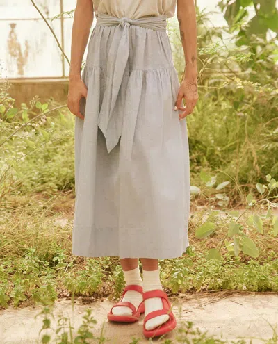 The Great The Waltz Skirt In Light Chambray In Neutral