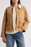 The Great . The Waxed Swingy Cotton Canvas Jacket In Walnut