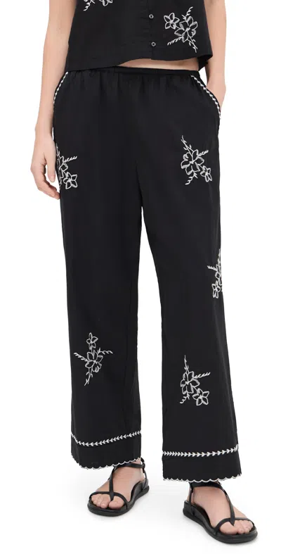 The Great The Weekend Hanky Embroidery Pants Black