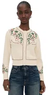 The Great . The Western Beaded Cotton Cardigan In Natural
