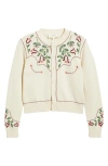 The Great . The Western Beaded Cotton Cardigan In Natural