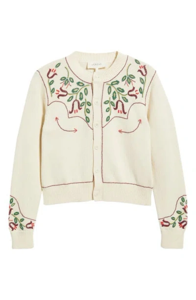 The Great . The Western Beaded Cotton Cardigan In Natural