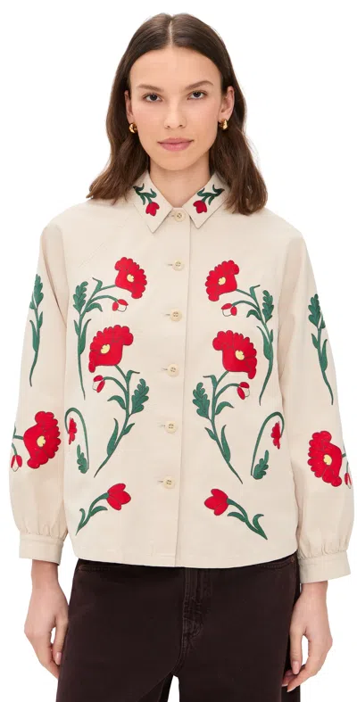The Great The Western Embroidered Commodore Jacket Cream In White