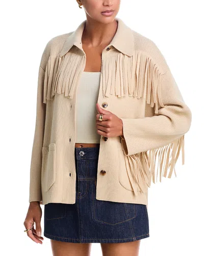 The Great The Western Fringe Sweater Jacket In Neutral