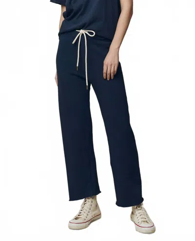 The Great The Wide Legged Cropped Sweatpant In True Navy In Blue